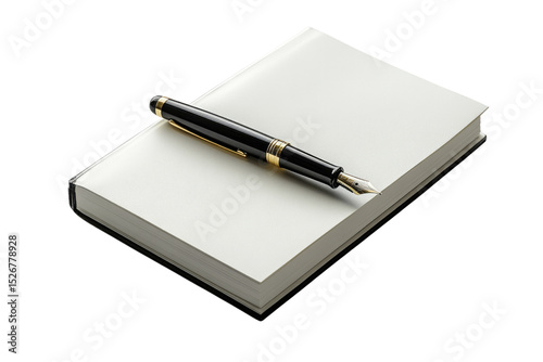 Wallpaper Mural A black fountain pen rests on a blank white notebook, ready for writing or drawing. background removed Torontodigital.ca