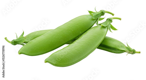 Fresh green sugar snap peas isolated on white background, isolated, no background