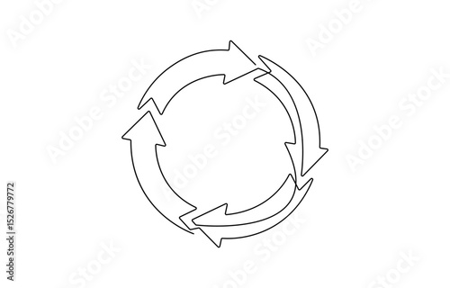 Refresh or Reload symbol vector icon in line style design for website design, app, UI, continuous line drawing arrow icon. Premium vector illustration. Ecology concept Vector illustration. 