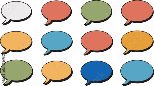 set of colorful speech bubbles