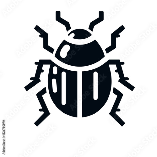 Black insect icon in minimalist flat design on white background  