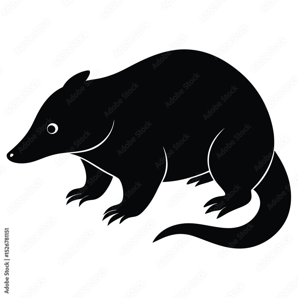 Fototapeta premium Black silhouette of a solenodon mammal