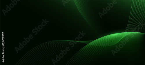 Modern abstract green wave on dark background,tech banner, corporate business concept, hi-tech abstract background, vector illustration for business or presentation