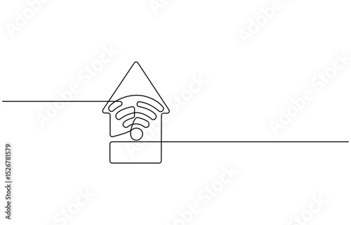 Continuous one line drawing of WIFI signal. One line drawing illustration of  wifi signal for internet. World telecommunication day,  hotspot for UI and mobile applications in simple linear style