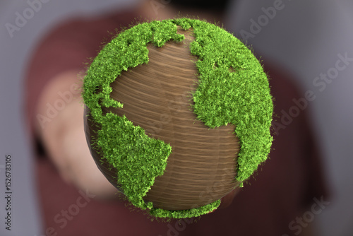 Fototapeta Naklejka Na Ścianę i Meble -  Eco-friendly planet, global sustainability, environmental conservation.  High-quality stock photo.