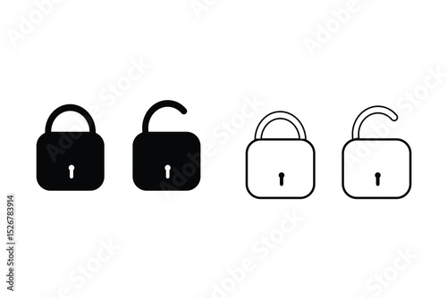 lock icon vector illustrations black white line art design 