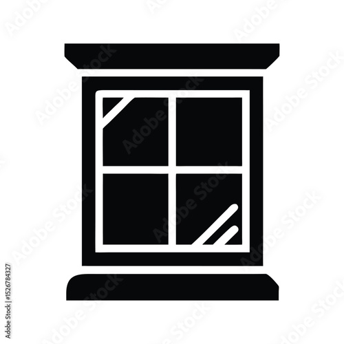Black and white window icon illustration simple window frame vector design