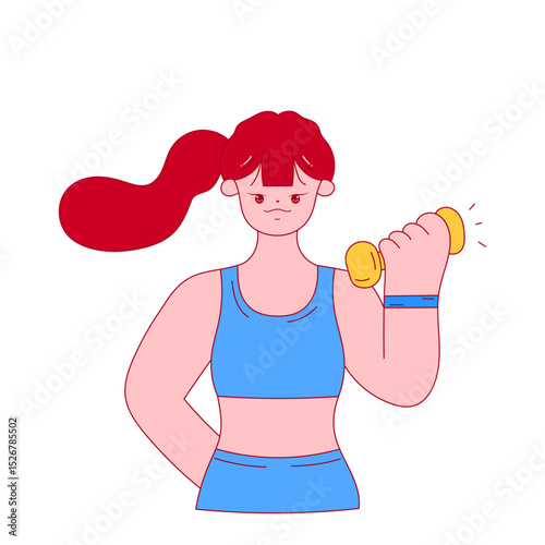 Woman fitness training with dumbbell