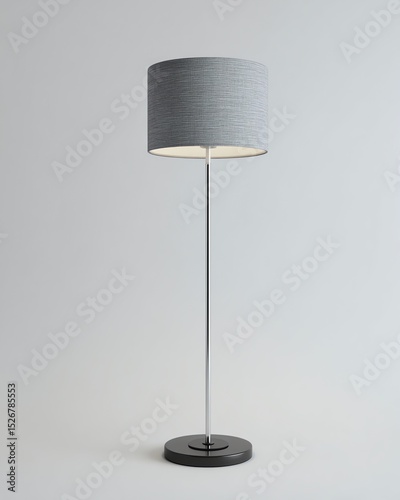 Wallpaper Mural A modern floor lamp with a gray fabric lampshade and a sleek metal stand on a minimalistic background Torontodigital.ca