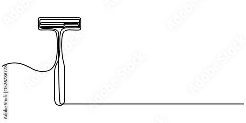 Continuous line drawing of shaving razor, shave beard, one line, single line art, hand drawn, vector illustration, Razor Blade Continuous Line Icon.                       