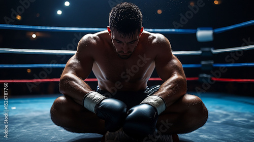 Muscular Boxer Contemplation After Match