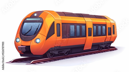 Orange Modern Train on Railway Tracks