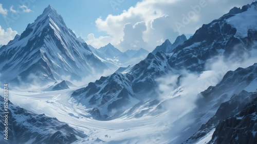 Wallpaper Mural Majestic Snowy Mountain Range Valley Scenery Video Torontodigital.ca