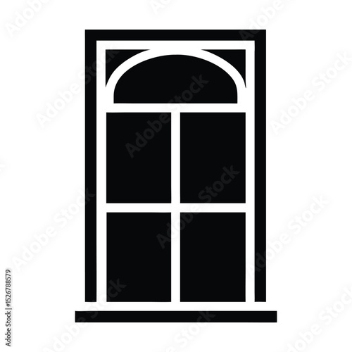 Arched window silhouette design vector illustration isolated on white background