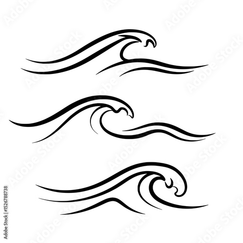 Oceanic Rhythms: A minimalist line drawing of the waves is a timeless tribute to the captivating allure of the sea. A symphony of crests and troughs.
