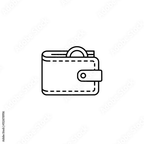 Wallet Icon: A minimalist illustration of a leather wallet, featuring a classic design with a secure button closure. The wallet is subtly stylized, conveying a sense of simplicity and functionality.