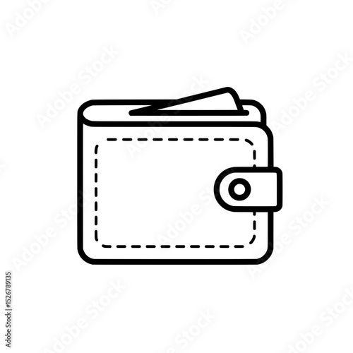 Wallet Icon: A simple line art icon depicting a closed wallet with a bill peeking out. 
