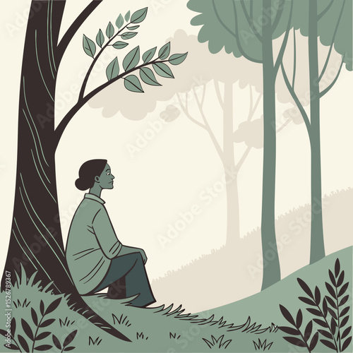 A person sits alone in nature, quietly reflecting—perfect for themes of mindfulness, solitude, mental health, and peaceful outdoor moments