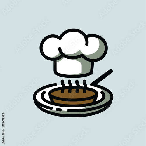  vector icons cooking food chef hat include a pizza slice, a sushi roll, spaghetti and meatballs, a curry bowl burger , fish