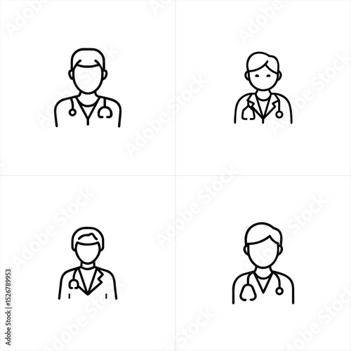 Doctor icon set with professional medical symbols for healthcare and clinic design elements