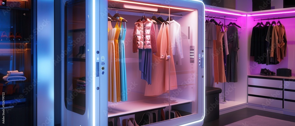 Obraz premium Modern closet design showcasing fashion items in a chic environment