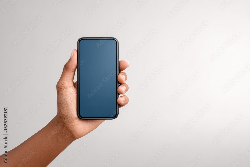 Hand Holding a Smartphone with Blank Screen Against Light Background Hand Holding a Smartphone with Blank Screen Against Light Background