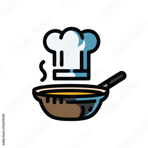  vector icons cooking food chef hat include a pizza slice, a sushi roll, spaghetti and meatballs, a curry bowl burger , fish