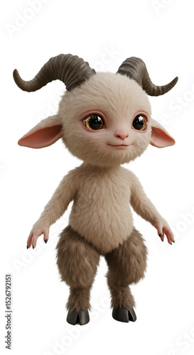 3D Rendering of Cute Baby Goat Faun Creature png isolated transparent background