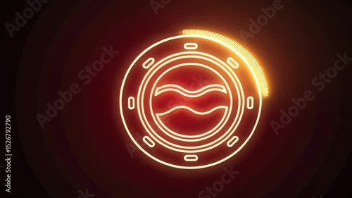Glowing Neon Ship Porthole Icon Design