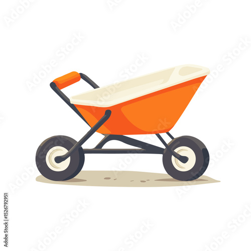 2D flat vector illustration of Wheelbarrow, isolated on a white background.