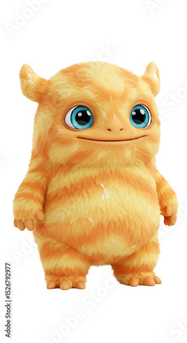 3D Rendered Orange Furry Cartoon Monster Character png isolated transparent background