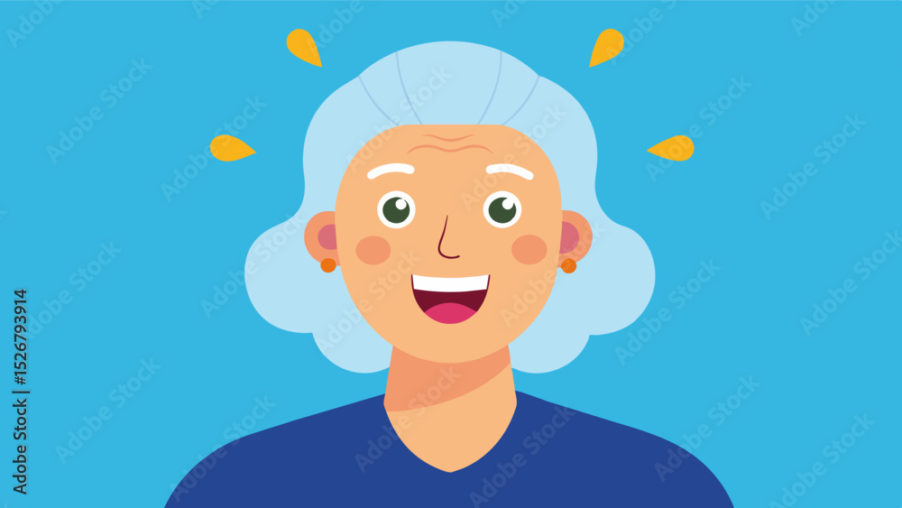 Closeup of an elderly womans face her eyes lighting up with excitement as she shares her innovative idea during a brainstorming session.. Vector illustration Closeup of an elderly womans face her eyes lighting up with excitement as she shares her innovative idea during a brainstorming session.. Vector illustration