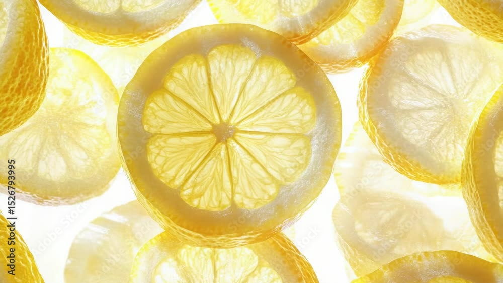 Fresh lemon slices photographed from a close perspective