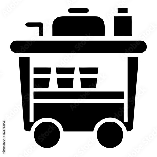 Icon of a Mobile Cart with Beverages and Items for Food and Beverage Retail, E-commerce Websites, Online Shopping, and Restaurant Menus  