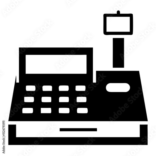 Isolated Cash Register Icon for Business Blogs, Retail Websites, Financial Education, E-commerce Content, and Commercial Design  