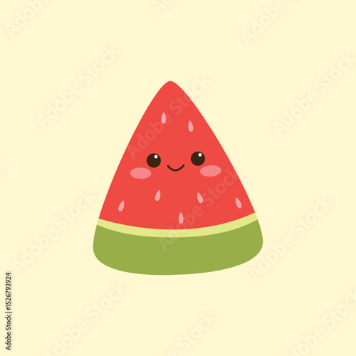 Cute Watermelon Fruit Character on isolated background. Vector illustration cartoon flat style
