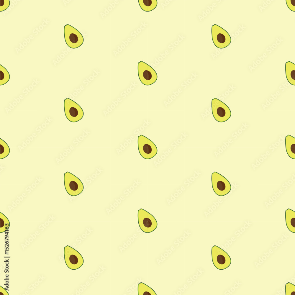 Fototapeta premium Avocado seamless pattern. Trendy summer background. Vector illustration cartoon flat style