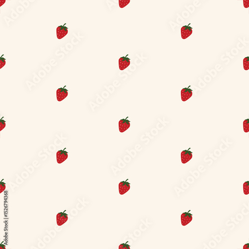 Strawberry seamless pattern. Trendy summer background. Vector illustration cartoon flat style