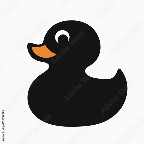 Adorable Black Rubber Ducky Illustration Simple, Cute Bath Toy Design