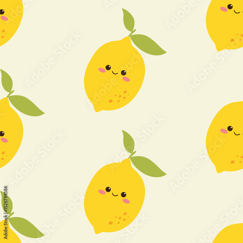 Cute lemon seamless pattern background. Vector illustration cartoon flat style