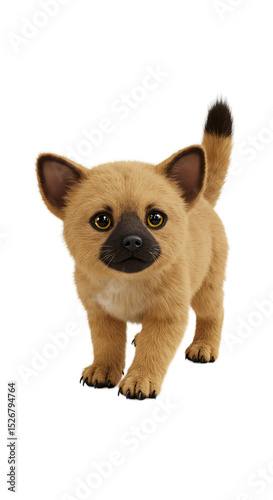Illustration of a Cute Bush Dog Puppy on Black Background png isolated transparent background