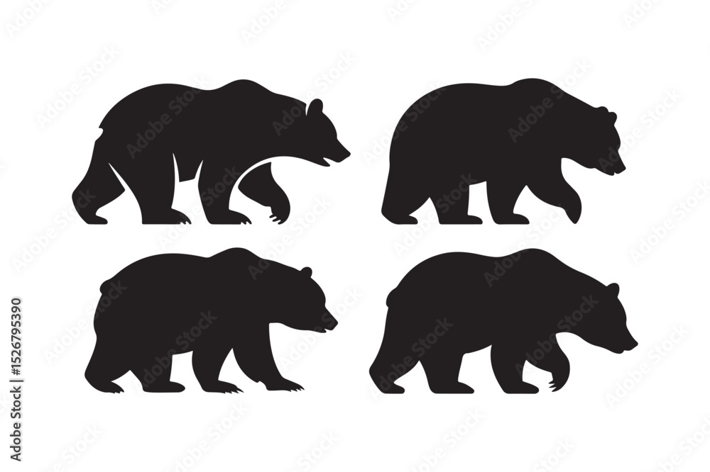 Fototapeta premium Bear Silhouettes Vector Design Art
