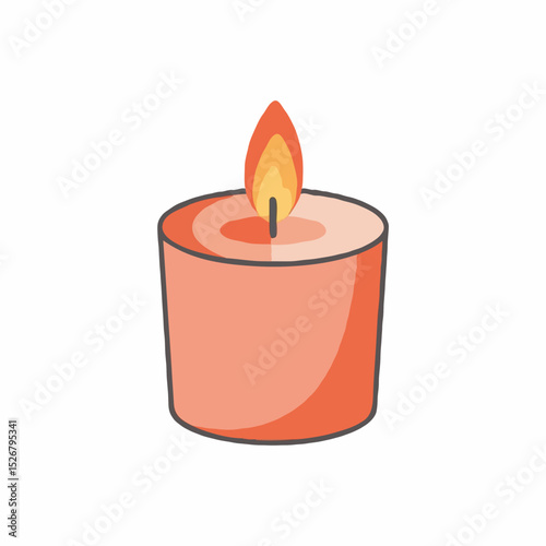 Simple Lit Votive Candle in a flat icon vector style with an orange flame