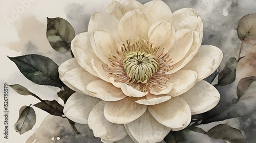 Colored Watercolor Bloom Effect in Neutral Shades