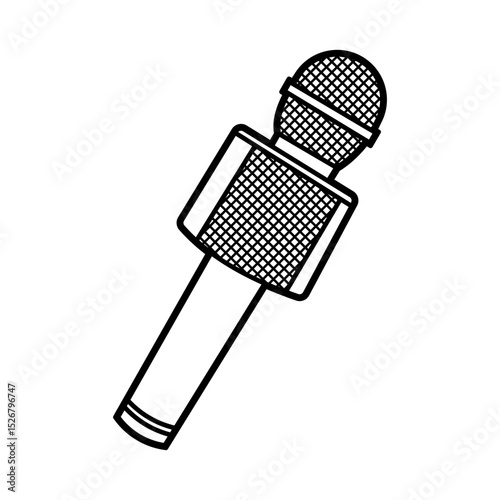microphone with box in the middle black and white line art