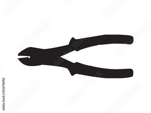 Vector isolated wire cutter tool colorless black and white outline silhouette shadow shape stencil solid black