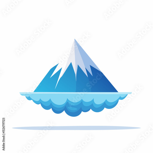 Blue Snowy Mountain Peak Above Clouds Illustration