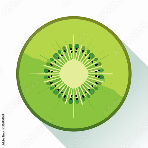 Bright Green Kiwi Fruit Slice Illustration