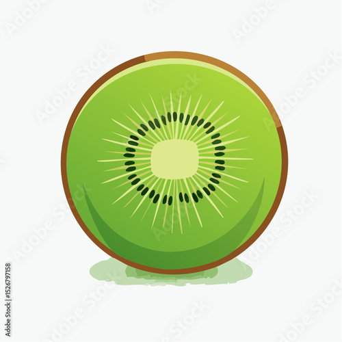 Bright Green Kiwi Fruit Slice Illustration