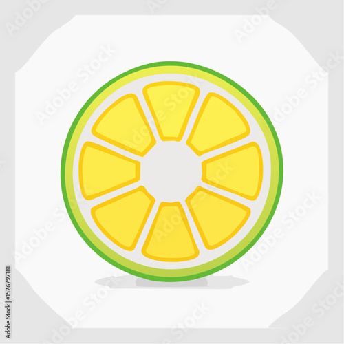 Bright Yellow Lemon Slice Illustration
